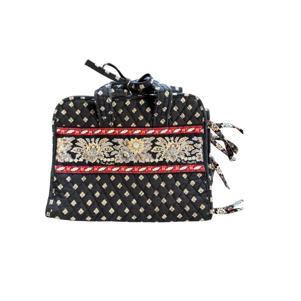 Vera Bradley Classic Black Hanging Travel Organizer Toiletry Bag Quilted Floral